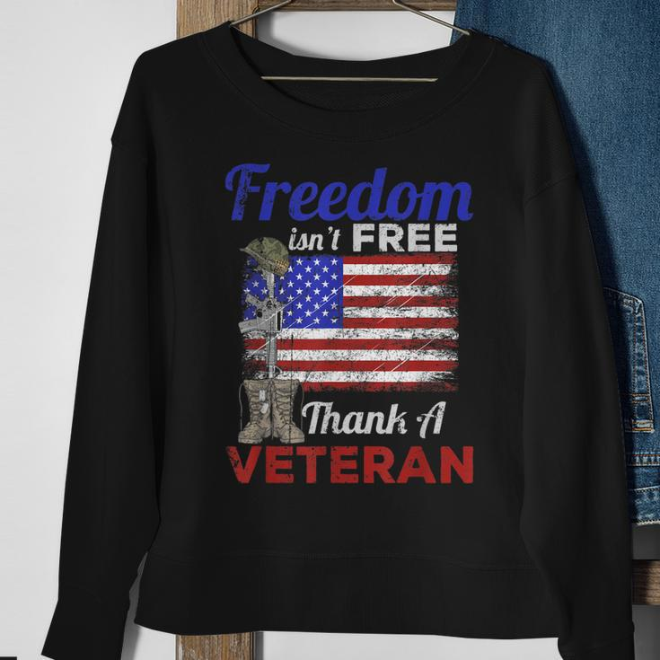 Military Support Freedom Isnt Free Thank A Veteran Design Men Women Sweatshirt Graphic Print Unisex Gifts for Old Women