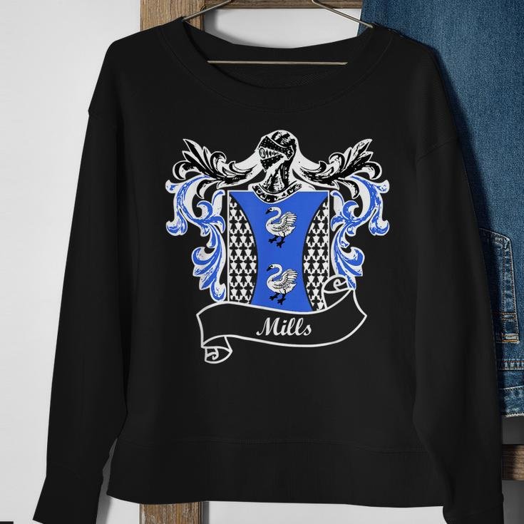 Mills Coat Of Arms Surname Last Name Family Crest Men Women Sweatshirt Graphic Print Unisex Gifts for Old Women