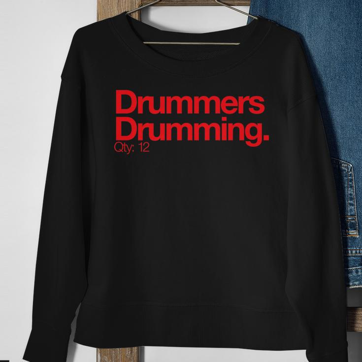 Minimalist Christmas- Drummers Drumming Q 12 Men Women Sweatshirt Graphic Print Unisex Gifts for Old Women