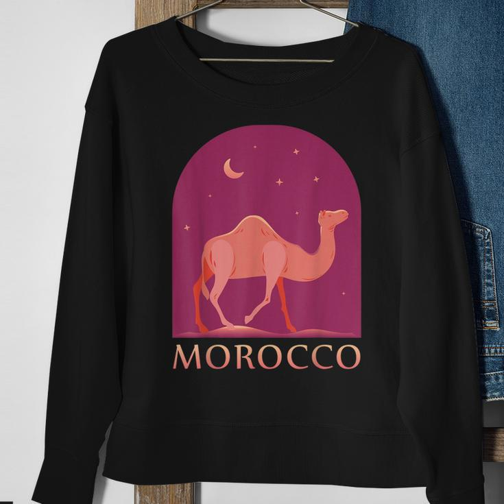Morocco - Camel Walking In The Desert At Night Men Women Sweatshirt Graphic Print Unisex Gifts for Old Women