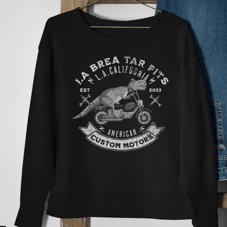 Motorcycle Biker La Brea Tar Pits LA California T-Rex Sweatshirt Gifts for Old Women
