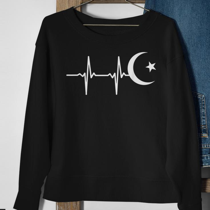 Muslim Heartbeats Ramadan Kareem Moon Crescent Eid Sweatshirt Gifts for Old Women