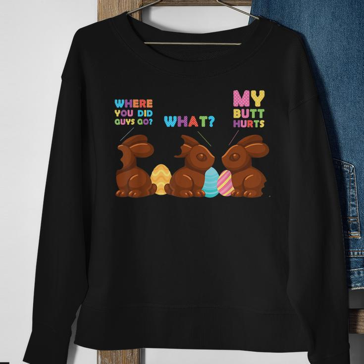 My Butt Hurts Funny Bitten Chocolate Bunny Easter Gift Sweatshirt Gifts for Old Women