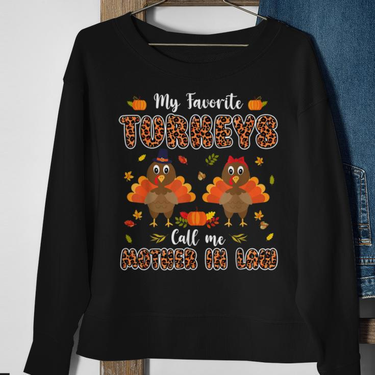 My Favorite Turkeys Call Me Mother Thanksgiving LeopardSweatshirt Gifts for Old Women
