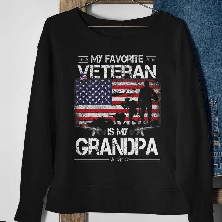My Favorite Veteran Is My Grandpa - Flag Father Veterans Day Sweatshirt Gifts for Old Women