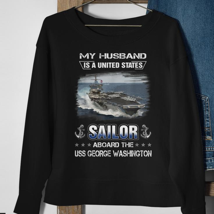 My Husband Is A Sailor Aboard Uss George Washington Cvn 73 Sweatshirt Gifts for Old Women