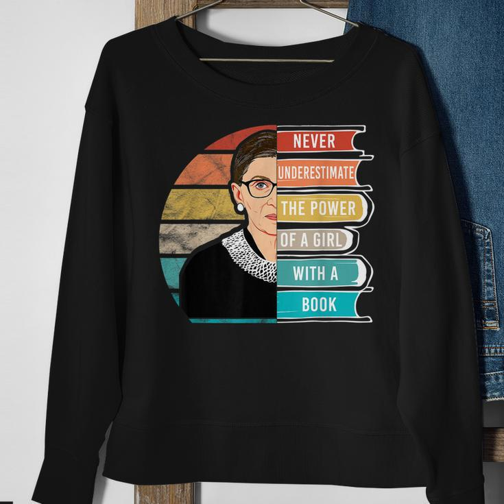 Never Underestimate The Power Of A Girl With Book Rbg Sweatshirt Gifts for Old Women