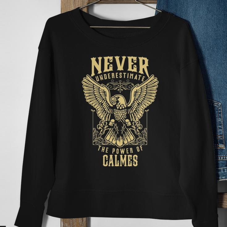 Never Underestimate The Power Of Calmes Personalized Last Name Sweatshirt Gifts for Old Women