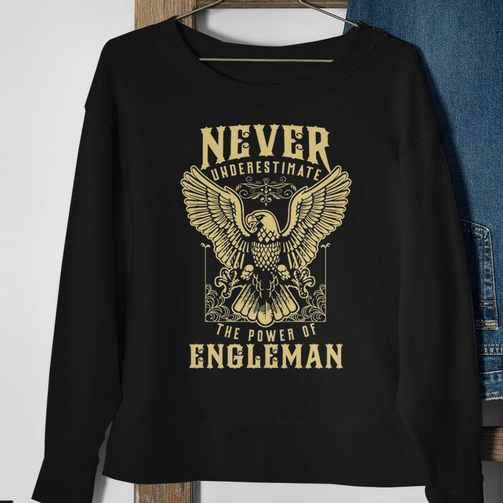Never Underestimate The Power Of Engleman Personalized Last Name Sweatshirt Gifts for Old Women