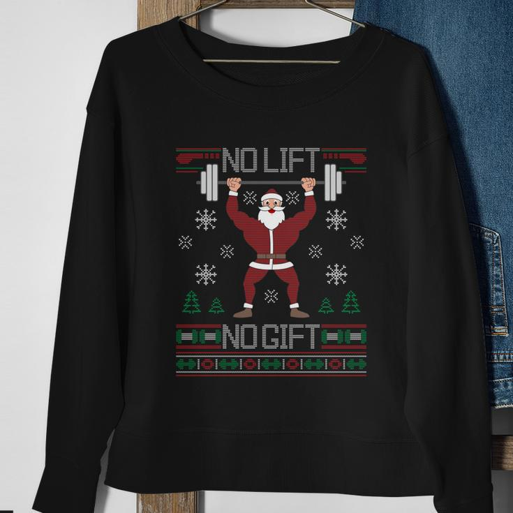 No Lift No Gift Ugly Christmas Sweater Gym Santa Long Sleeve Long Sleeve Tshirt Sweatshirt Gifts for Old Women