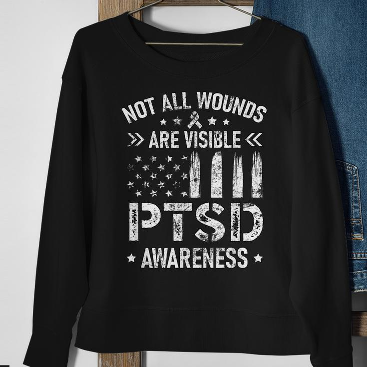 Not All Wounds Are Visible Ptsd Awareness Us Veteran Soldier Sweatshirt Gifts for Old Women