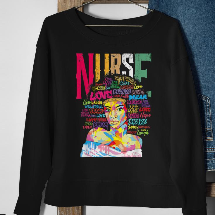 Nurse Black Woman Magic Afro Melanin Queen Black History Sweatshirt Gifts for Old Women