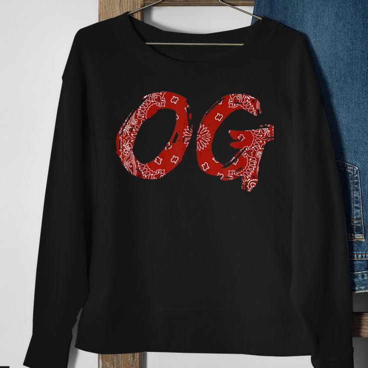Og Original Gangster Compton Red Bandana-Print Sweatshirt Gifts for Old Women