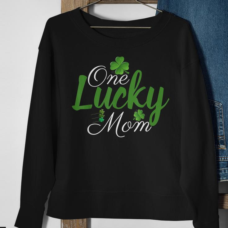 One Lucky Mom Shamrock Mom Life St Patricks Day Sweatshirt Gifts for Old Women