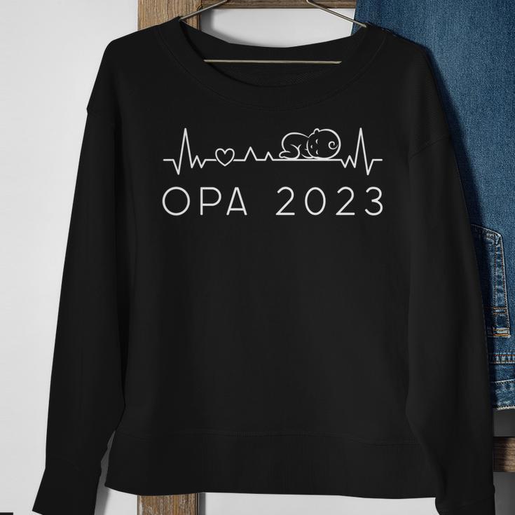 Opa 2023 Herzschlag Schwangerschaft Verkünden Für Großvater Sweatshirt Geschenke für alte Frauen