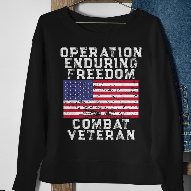 Operation Enduring Freedom Combat Veteran - Vintage Us Flag Men Women Sweatshirt Graphic Print Unisex Gifts for Old Women