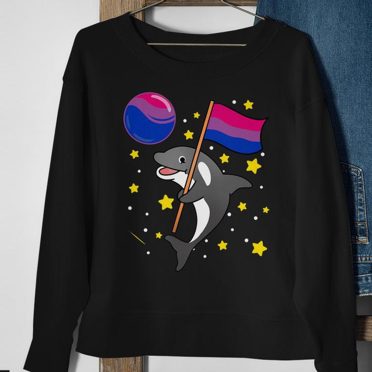 Orca In Space Bisexual Pride Sweatshirt Gifts for Old Women
