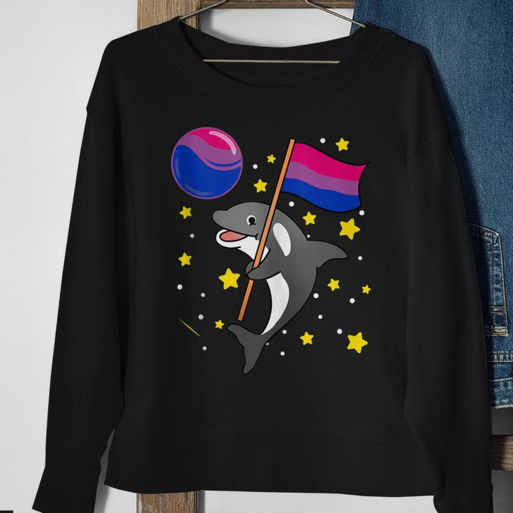 Orca In Space Bisexual Pride Sweatshirt Gifts for Old Women