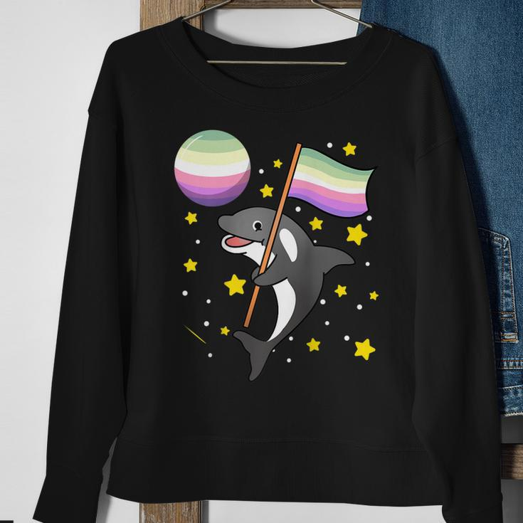 Orca In Space Genderfae Pride Sweatshirt Gifts for Old Women