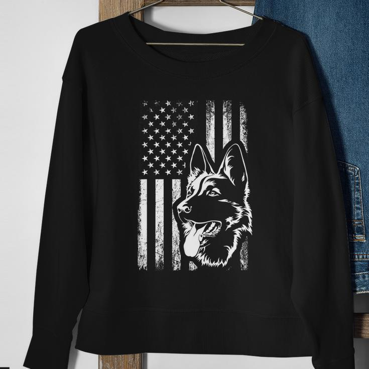 Patriotic German Shepherd American Flag Dog Lover Gift Tshirt V5 Sweatshirt Gifts for Old Women
