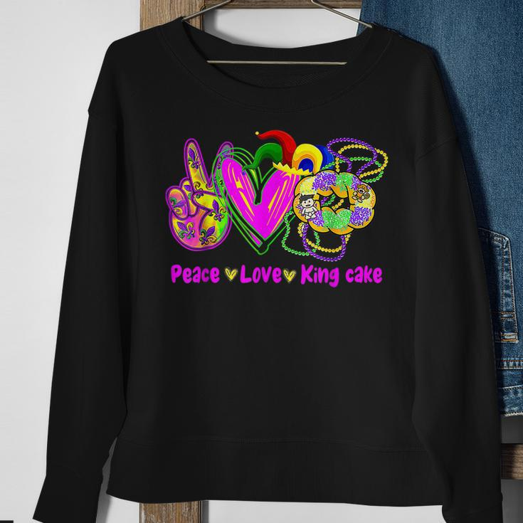 Peace Love King Cake Funny Mardi Gras Festival Party Costume V2 Sweatshirt Gifts for Old Women