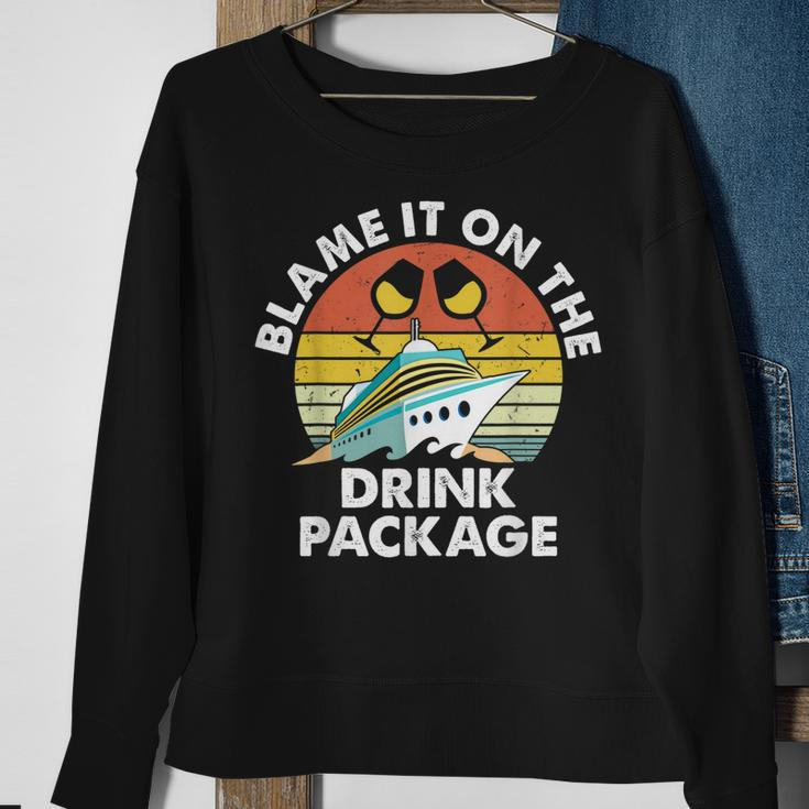 Ped6 Blame It On The Drink Package Retro Drinking Cruise Sweatshirt Gifts for Old Women