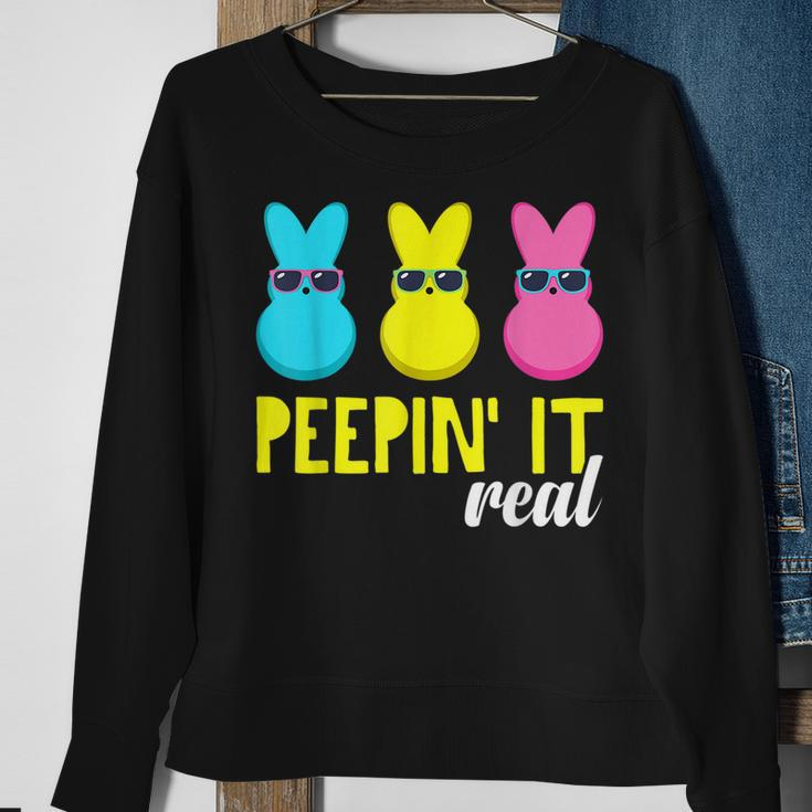 Peepin It RealHappy Easter Bunny Egg Hunt Funny Sweatshirt Gifts for Old Women