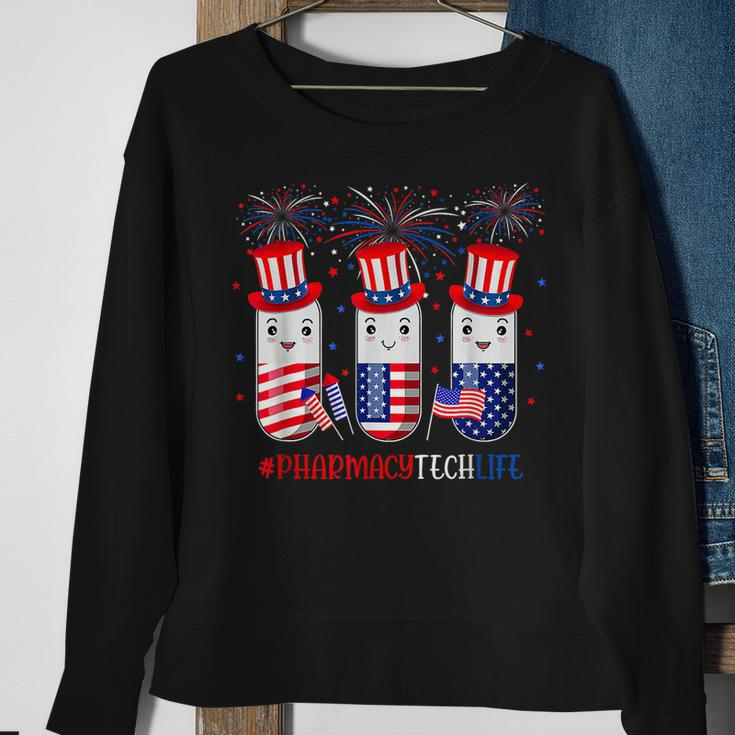 Pharmacy Tech Funny Pills American Patriotic 4Th Of July Sweatshirt Gifts for Old Women
