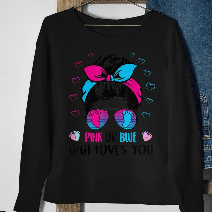 Pink Or Blue Gigi Loves You Gender Reveal Sweatshirt Gifts for Old Women