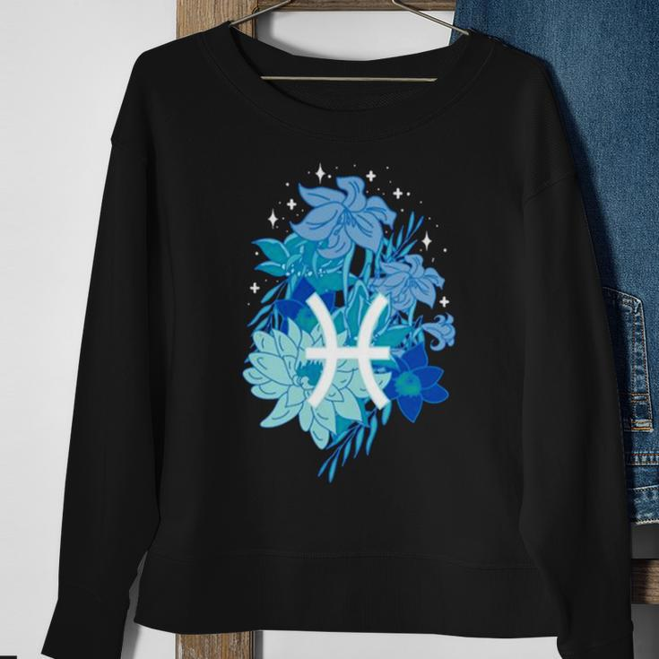 Pisces Flowers Periwinkle Sweatshirt Gifts for Old Women