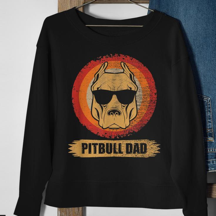 Pitbull Dad Dog With Sunglasses Pit Bull Father & Dog Lovers Sweatshirt Gifts for Old Women
