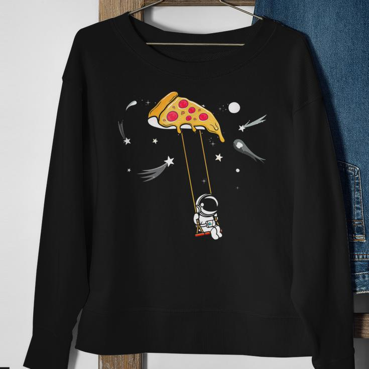 Pizza Swing Astronaut Love Eating Pizza Space Science Outfit Sweatshirt Gifts for Old Women