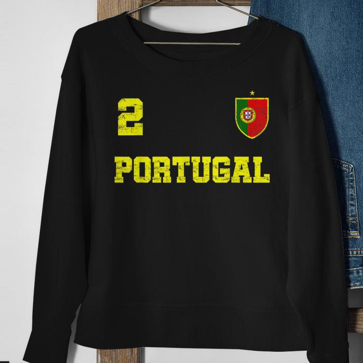 Portugal Soccer Jersey Number Two Portuguese Futbol Flag Fan Men Women Sweatshirt Graphic Print Unisex Gifts for Old Women