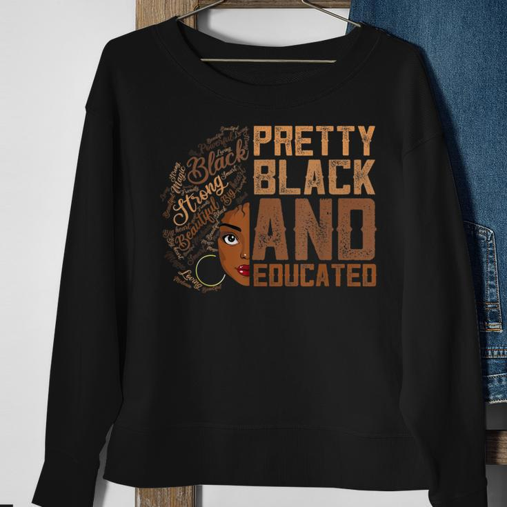 Pretty Black Girl Afro Women Black & Educated History Month Sweatshirt Gifts for Old Women