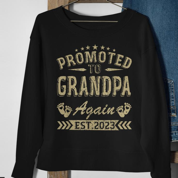 Promoted To Grandpa Again 2023 Soon To Be Dad Fathers Day Sweatshirt Gifts for Old Women