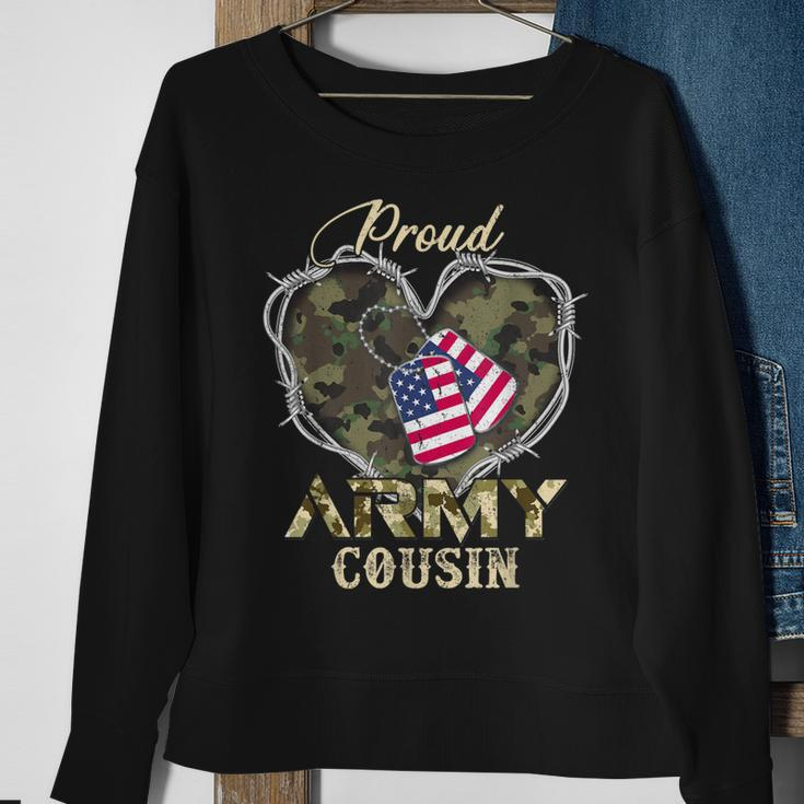 Proud Army Cousin With Heart American Flag For Veteran Sweatshirt Gifts for Old Women