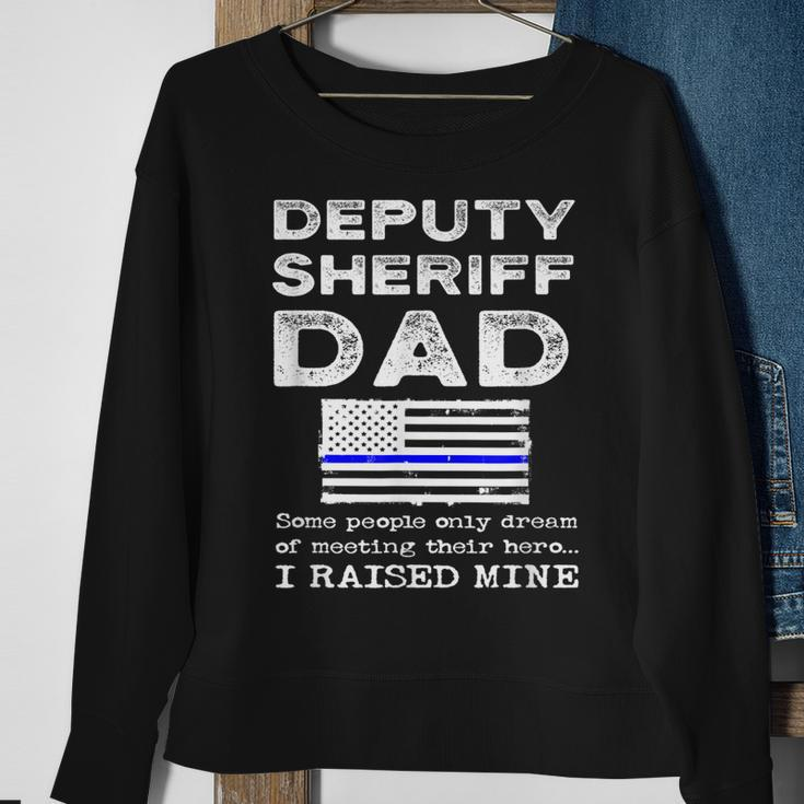 Proud Deputy Sheriff Dad Father Thin Blue Line American Flag Sweatshirt Gifts for Old Women