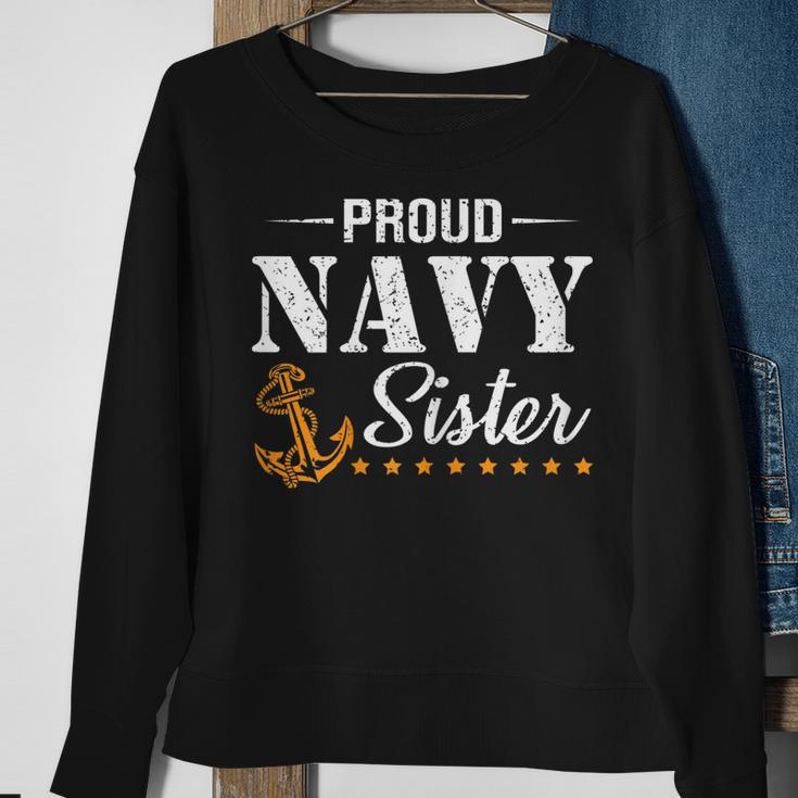 Proud Navy Sister Nautical Anchor Women Girl Sis Navy Family Gift For Womens Sweatshirt Gifts for Old Women