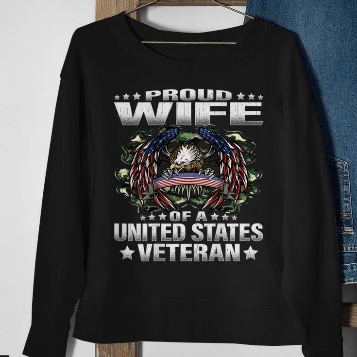 Proud Wife Of A United States Veteran Military Vets Spouse Men Women Sweatshirt Graphic Print Unisex Gifts for Old Women