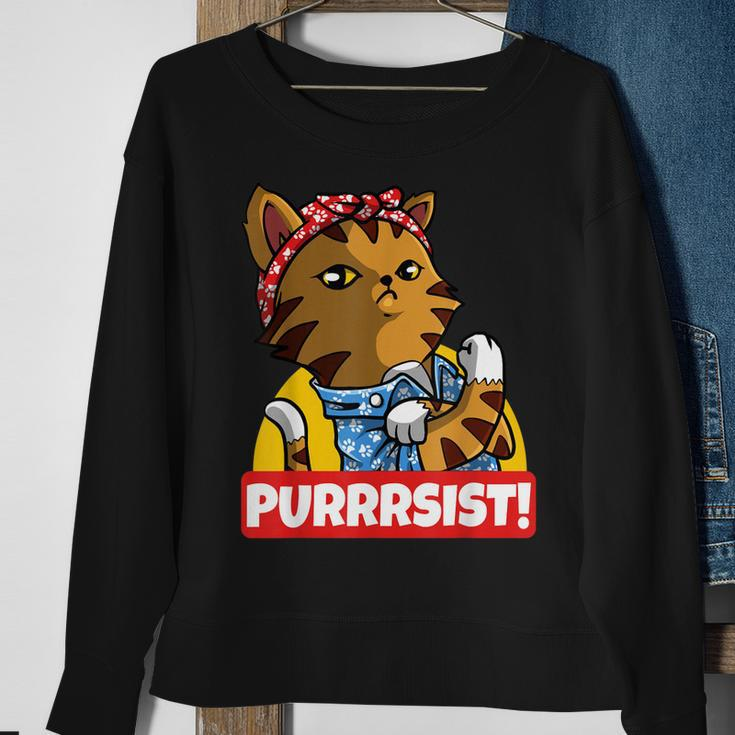 Purrrsist Cat Kitten Lover Funny Strong Girl Pet Owner Sweatshirt Gifts for Old Women
