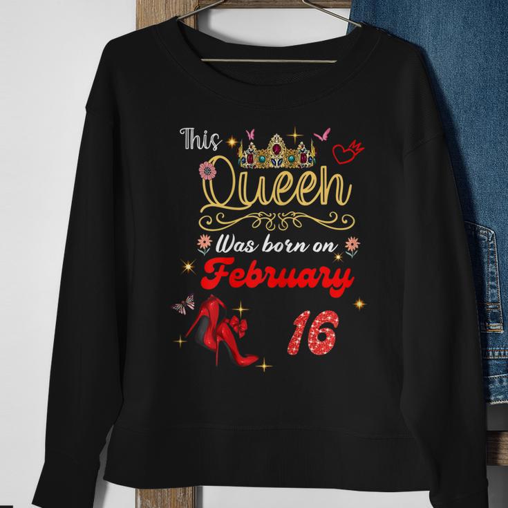 This Queen Was Born Am 16 Februar Geburtstag Frauen Sweatshirt Geschenke für alte Frauen