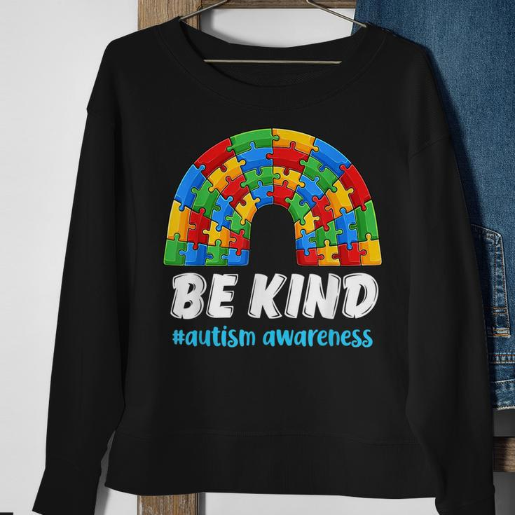 Rainbow Puzzle Autism Support Be Kind Autism Awareness Sweatshirt Gifts for Old Women