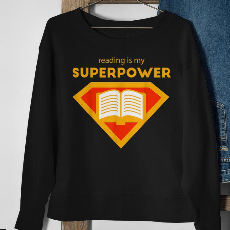 Reading Is My Superpower | Cute Read More Gift Sweatshirt Gifts for Old Women