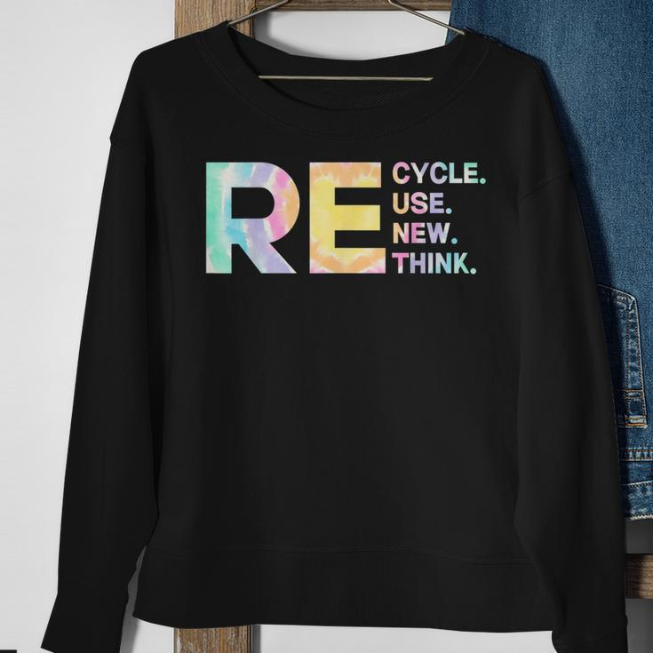 Recycle Reuse Renew Rethink Tye Die Environmental Activism Sweatshirt Gifts for Old Women