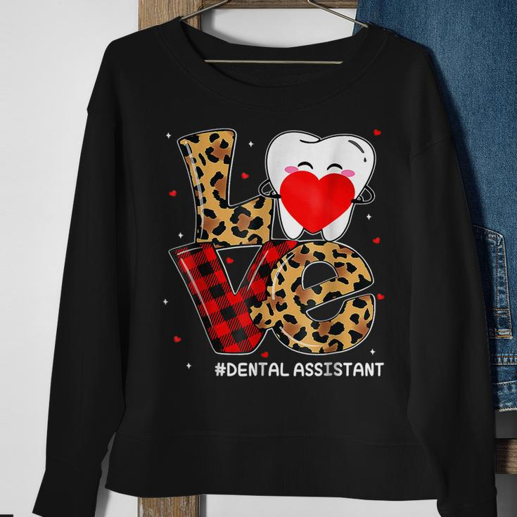 Red Plaid Leopard Cute Tooth Love Dental Valentine Christmas Sweatshirt Gifts for Old Women