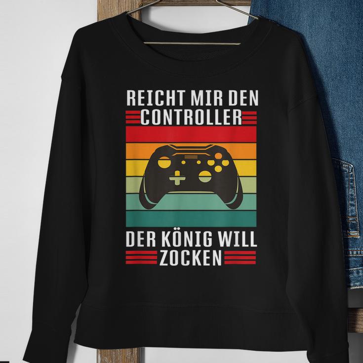 Reichet Mir Den Controller König Zocken I Konsole Gamer Sweatshirt Geschenke für alte Frauen