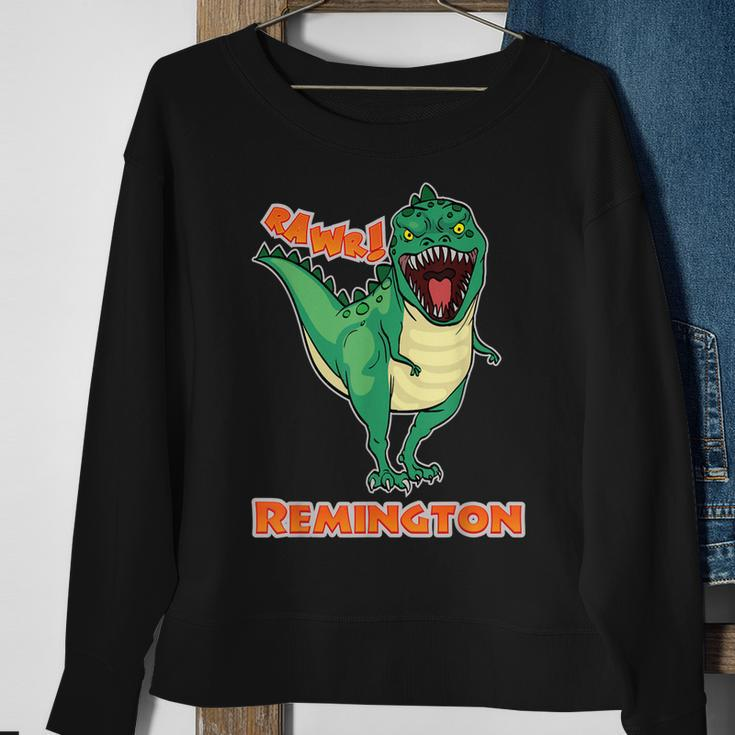 Remington Name Personalized Custom Dinosaur Rawr T-Rex Men Women Sweatshirt Graphic Print Unisex Gifts for Old Women