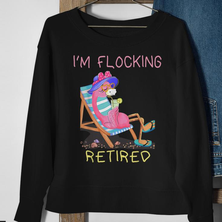 Retired Flamingo Lover Funny Retirement Party Coworker 2021 Men Women Sweatshirt Graphic Print Unisex Gifts for Old Women