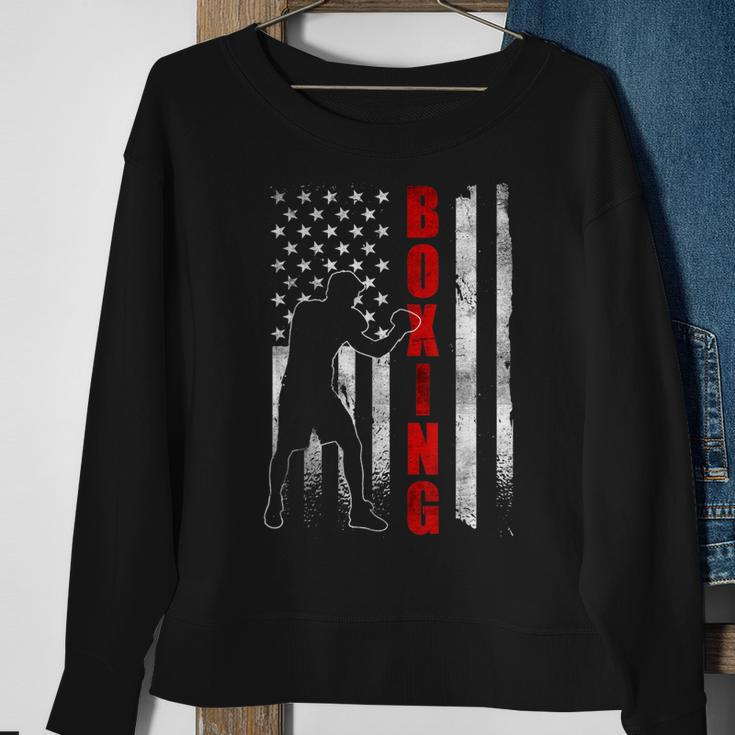 Retro American Boxing Apparel Us Flag Boxer Sweatshirt Gifts for Old Women