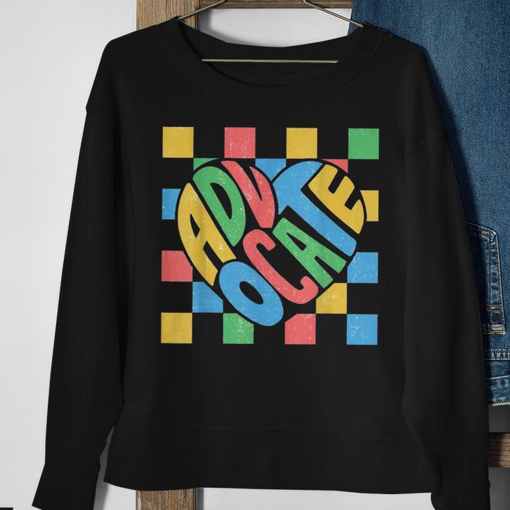 Retro Cute Heart Advocate Autism Awareness Special Education Sweatshirt Gifts for Old Women